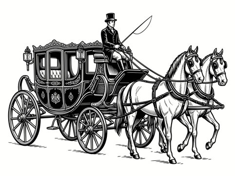 Vintage horsedrawn carriage with coachman