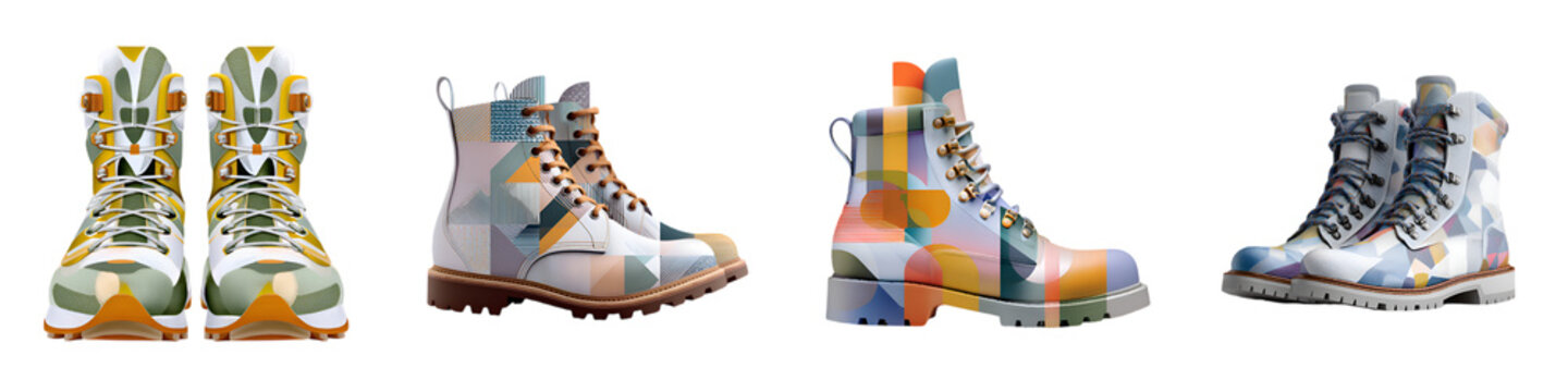 Geometric Pattern Boots: Fashion Footwear, Colorful Design