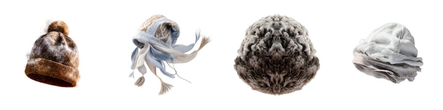 Winter Hat and Scarf Set Isolated on White