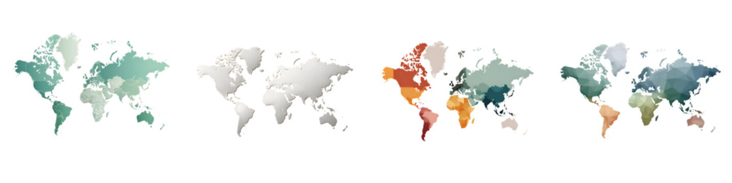 Abstract World Map in Various Color Schemes
