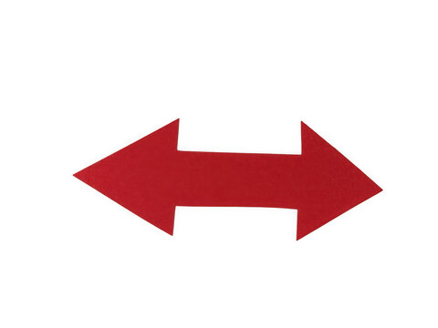 Red double headed arrow pointing to the left and right sides isolated on transparent background