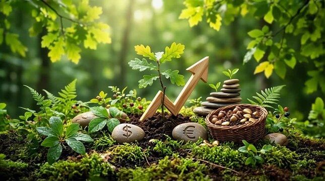 Serene Nature Scene with Growth Symbolism in Lush Green Environment