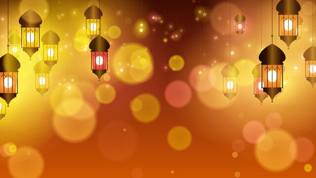 Procedural Art of Arabian Traditional lanterns for ied mubarak or ramadhan card background