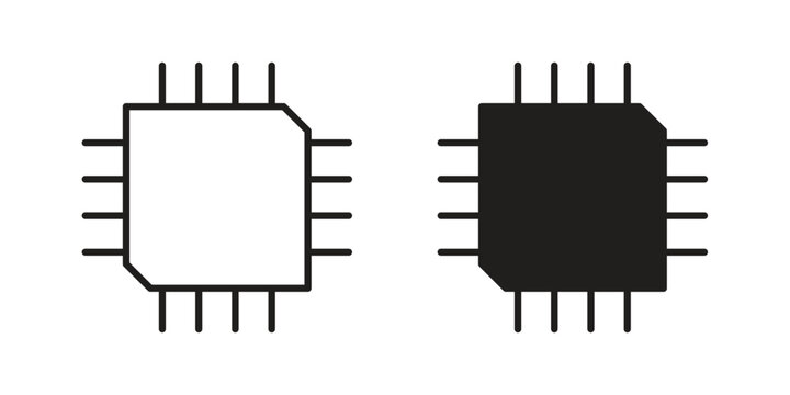 Processor icon thin line pictograms group
