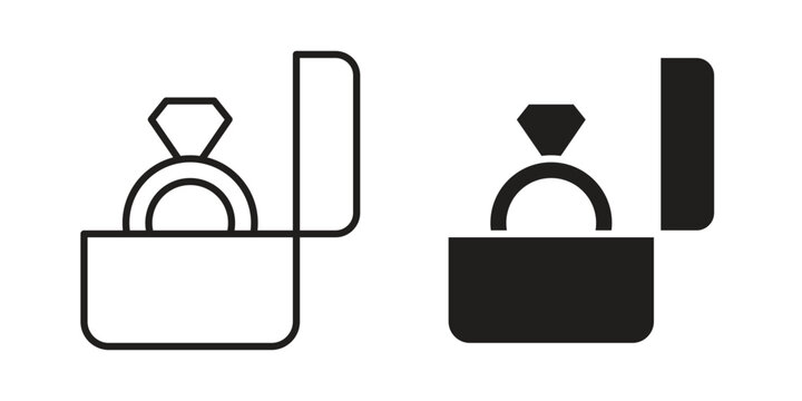 Ring box icon thin line pictograms group