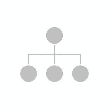 Simple organizational chart diagram with three levels and three nodes, representing hierarchy and structure