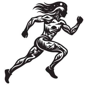 Woman running woman runner athlete fitness sport fitness runner silhouette  athlete