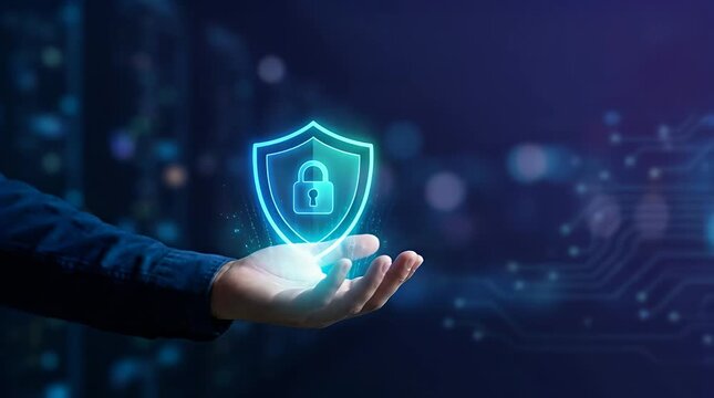 Innovative Hand Holding Digital Security Shield Hologram Display