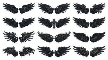 Collection of Black Angel Wings and Fantasy Wings Designs. © go