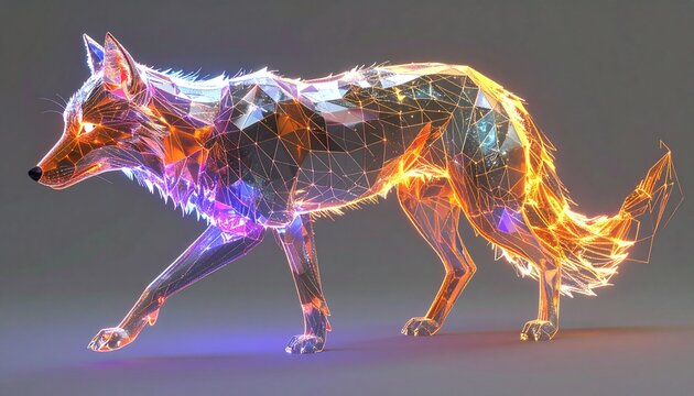Digital Coyote Illustration - Polygonal Animal Design