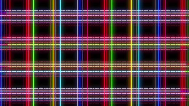 Bright glowing vertical and horizontal lines grid pattern animation