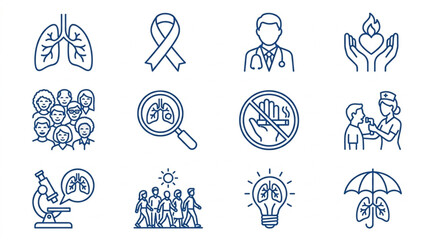 Fototapeta premium Medical Health Icons Set Representing Lungs Doctor And Care.