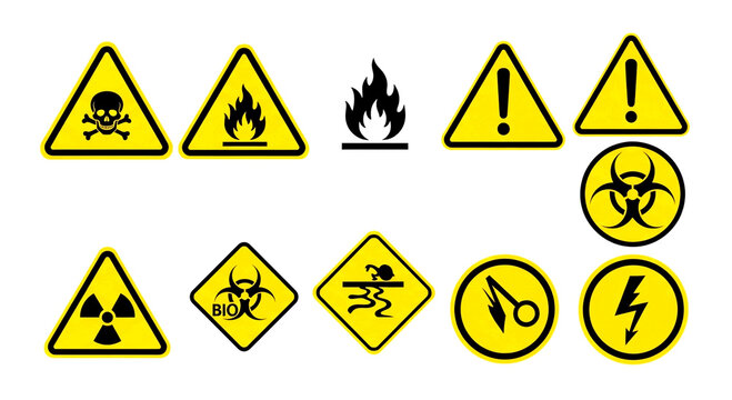 Collection of industrial safety signs flat vector