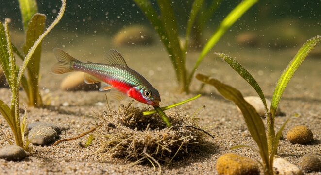 Colorful fish swimming in a freshwater aquarium with plants.