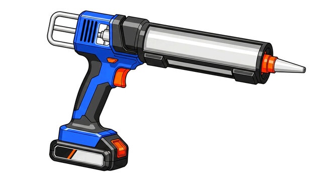Flat vector icon of a modern battery-powered caulk gun.