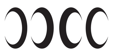 Set of black crescent moon vector illustration, collection of astronomy and celestial elements on a white background. © Md