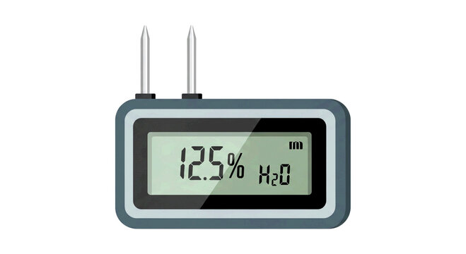 Vector flat icon of a modern digital moisture meter for checking wood quality.