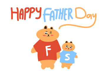 Fototapeta premium Happy Father's Day greeting card illustration with cute bear father and son