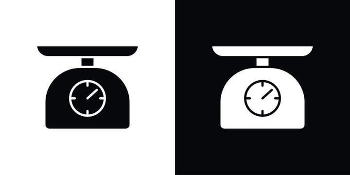 Kitchen scales icon in black and white, best for Gaphic Design