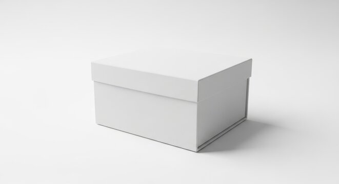 Empty white gift box on plain background.