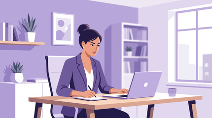 Fototapeta premium Woman working on laptop computer.