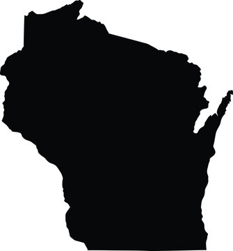 Wisconsin state map silhouette black outline