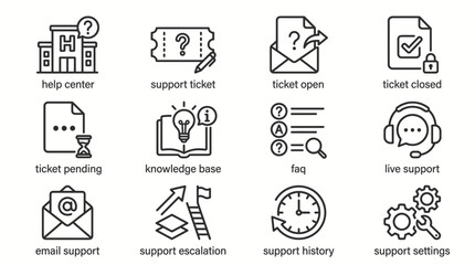 Fototapeta premium Set of customer support and service line icons.