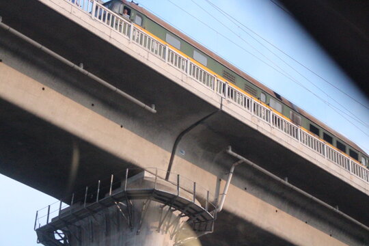 Light Rail Train on Elevated Track