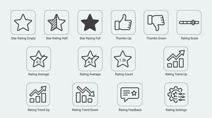 Fototapeta premium Set of hand drawn rating and feedback icons for web and mobile interface.