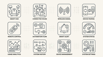 Obraz premium Set of hand drawn smart home and internet of things icons.