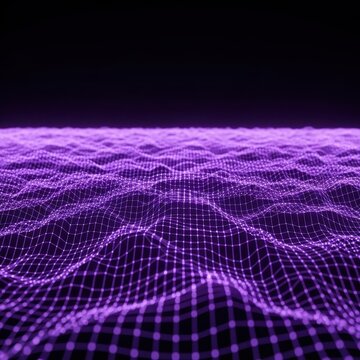 Futuristic Digital Grid Network in Purple Neon Light.