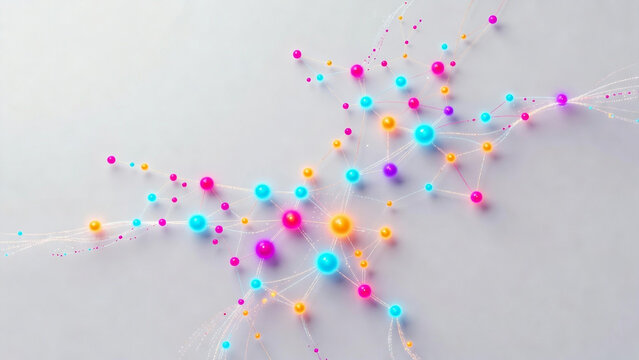 A futuristic sustainable cityscape with interconnected nodes and vibrant colorful networks upscaled.