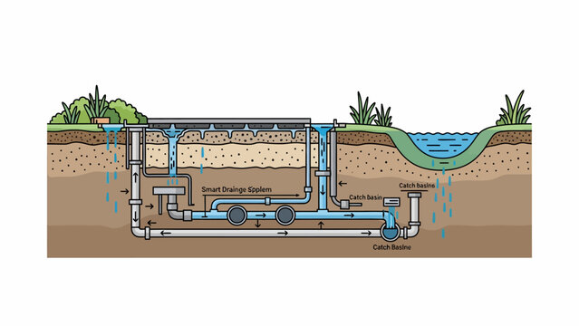 Smart Drainage System and Stormwater Management Underground Infrastructure Diagram