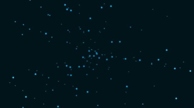 Blue glowing particles drifting across a dark space
