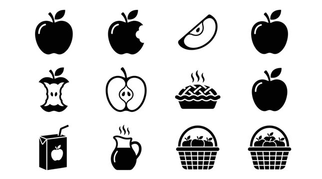 Black icons of food and drink.