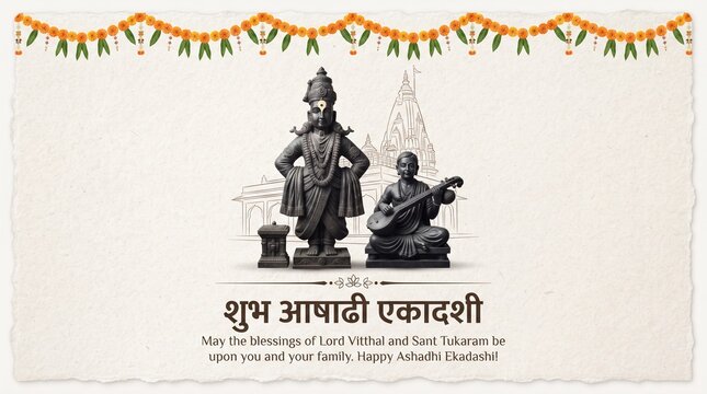 Happy Devshayani or Ashadhi Ekadashi in Pandharpur with Vitthal Murti and Tukaram Maharaj