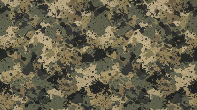 Dark camouflage pattern featuring an abstract splattered and splotched texture.