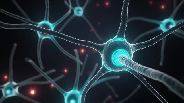 Nerve Impulse Traveling Through Glowing Neuron
