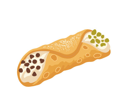 Italian cannoli pastry vector illustration
