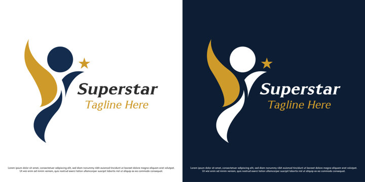 Leader star logo design illustration vector. Person super star silhouette. Leadership business symbol icon.