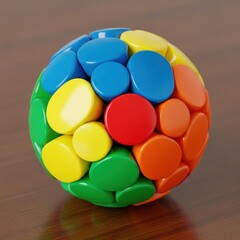 Obraz premium Colorful plastic building blocks arranged in a spherical shape.