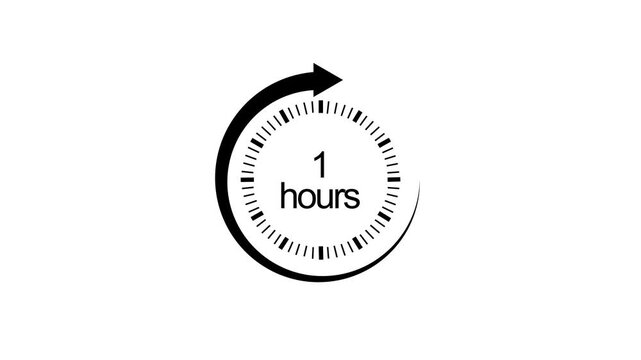 1 hour countdown timer animation with circular progress bar for presentations and ui