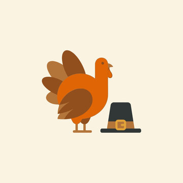 A flat vector illustration of a brown bird standing next to a black hat