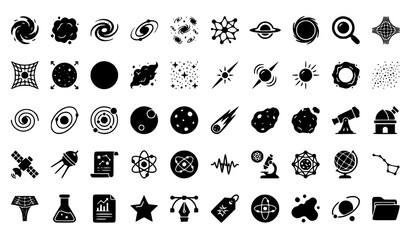 Space exploration and astronomy icon set vector graphics © Allah
