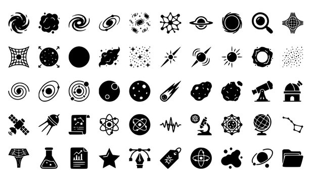 Space exploration and astronomy icon set vector graphics