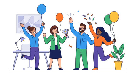 Fototapeta premium People Celebrating Office Success.
