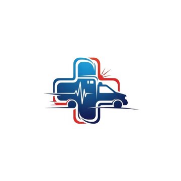 Medical Cross and Ambulance Vector Logo Design.