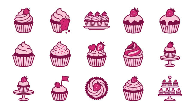 Colorful illustration of sweet cupcakes.