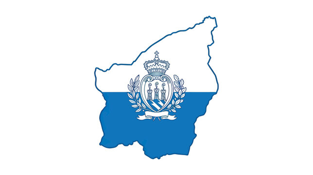 San Marino Flag Map Outline, National Symbol, European Country