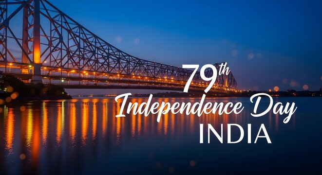 Howrah bridge illuminated for india's independence day celebration